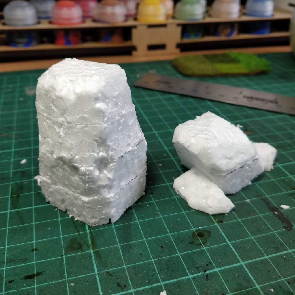 Foam carved into the shape of standing stones