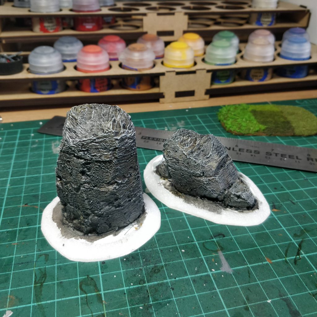Standing stones after a light grey drybrush