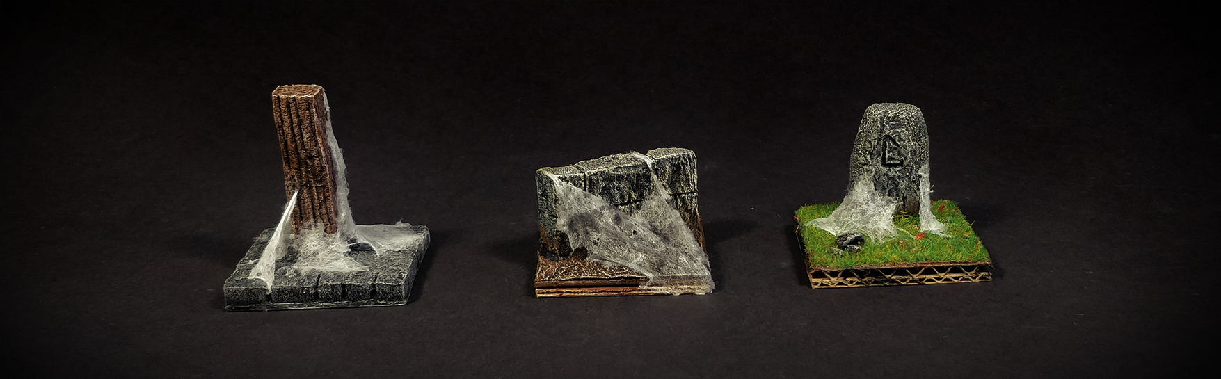 three different types of baby wipe cobwebs